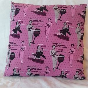 Pink Madmen Wine Lovers Pillow Handmade